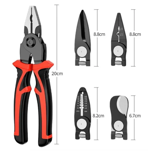 Set Cleste Multifunctional 5 in 1 SJP-8029, Patent, Dezizolator, Sertizor, Taietor Cabluri si Foarfeca Tabla, Capete Interschimbabile, Otel Cr-V [2]
