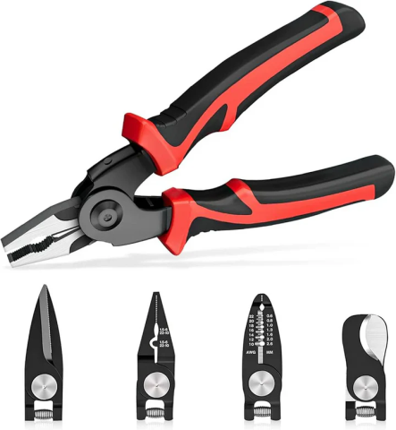 Set Cleste Multifunctional 5 in 1 SJP-8029, Patent, Dezizolator, Sertizor, Taietor Cabluri si Foarfeca Tabla, Capete Interschimbabile, Otel Cr-V [1]