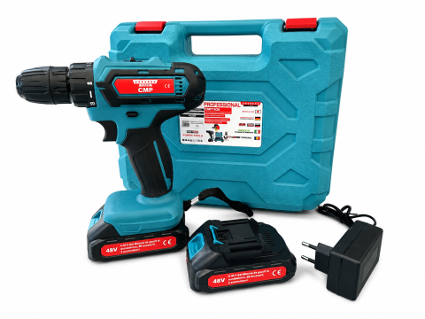 Set Mașină de Găurit și Înșurubat CAMPION PRO Professional, 2 Acumulatori 48V, 28Nm, Mandrină 10 mm, 98 Accesorii și Geantă [2]