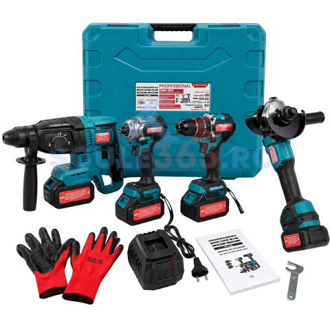 Truse, Scule de mana si unelte - Set scule cu acumulator CAMPION PRO PROFESSIONAL, 2 acumulatori 48V, autofiletanta, polizor unghiular, ciocan rotopercutor, cheie de impact, geanta transport, set profesional 4 in 1.  Atunci cand ai n