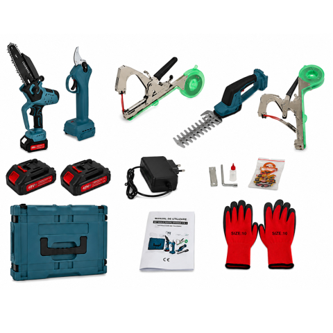 Set Scule de Grădină fără Fir CAMPION PROFESSIONAL CMP1830, 5 în 1, 2 Acumulatori 48V 10Ah, Fierăstrău, Foarfecă Electrică, Trimmer și Mașină de Legat [0]