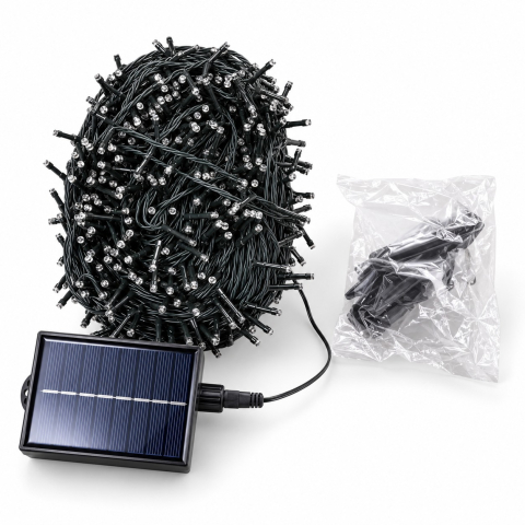 Instalatii luminoase, Brazi Artificiali de Craciun - Șir luminos cu alimentare solară, 30 m, 300 LED-uri, lumină alb rece