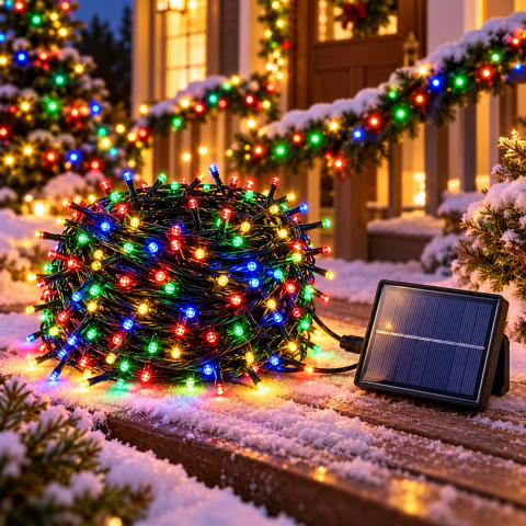 Șir luminos cu alimentare solară, 30 m, 300 LED-uri, lumină multicoloră [1]