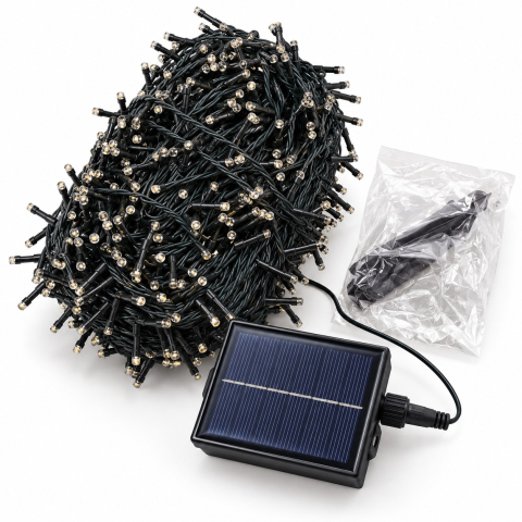 Instalatii luminoase, Brazi Artificiali de Craciun - Șir luminos cu alimentare solară, 60 m, 600 LED-uri, lumină alb cald