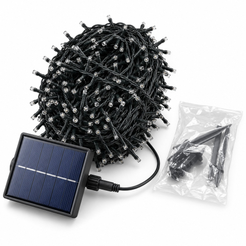 Instalatii luminoase, Brazi Artificiali de Craciun - Șir luminos cu alimentare solară, 60 m, 600 LED-uri, lumină alb rece
