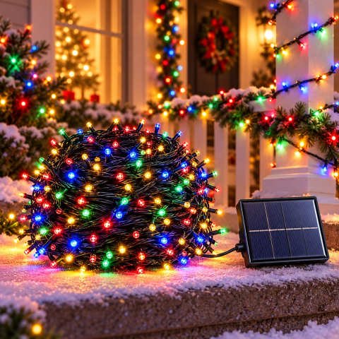 Șir luminos cu alimentare solară, 60 m, 600 LED-uri, lumină multicoloră [1]