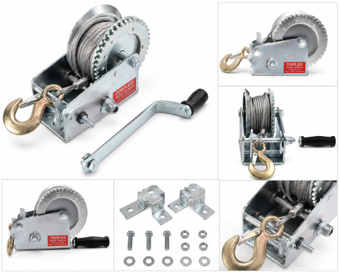 Truse, Scule de mana si unelte - Troliu Manual Profesional 908 kg (2000 LBS), Cablu Oțel 10 m, Sistem Clichet cu Frânare, pentru Ridicare și Tractare