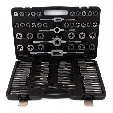 Truse, Scule de mana si unelte - Trusa metrica tarozi si filiere, 110 piese, M2-M18, set metric profesional