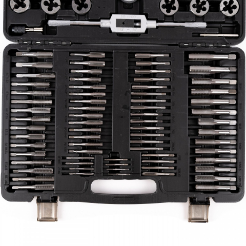 Trusa metrica tarozi si filiere, 110 piese, M2-M18, set metric profesional [4]