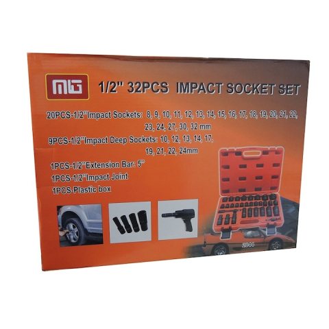 Trusă Tubulare de Impact WERO 2532, 32 Piese, Prindere 1/2", Tubulare Scurte și Lungi 8–32 mm, Prelungitor și Cardan, Cutie de Transport [3]