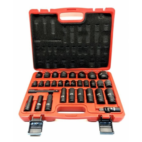 Accesorii auto - Trusă Tubulare de Impact WERO 2532, 32 Piese, Prindere 1/2", Tubulare Scurte și Lungi 8–32 mm, Prelungitor și Cardan, Cutie de Transport
