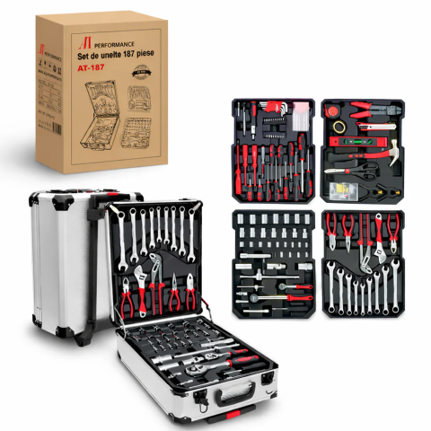 Trusă Unelte Profesională 187 Piese AT Performance – Kit Complet Reparații Auto & Casă [0]