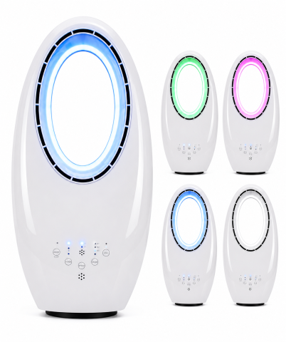 Ventilator fără Pale Leihmann, Telecomandă, Oscilație, Iluminare LED, Control Digital, Funcționare Silențioasă, Alb [1]