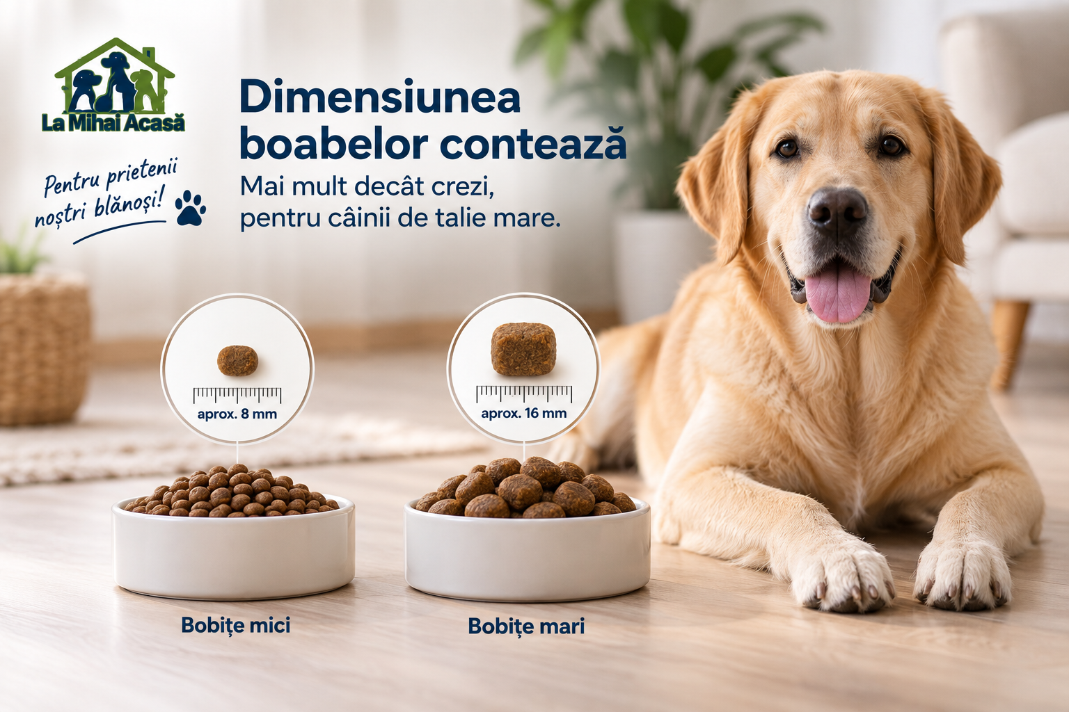 De ce contează dimensiunea boabelor la câinii de talie mare?