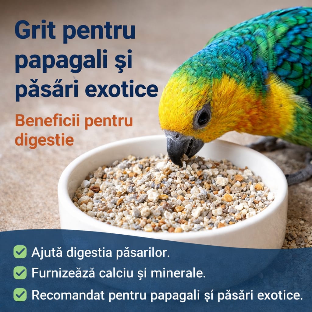 Grit pentru papagali și păsări exotice – de ce este important pentru digestie
