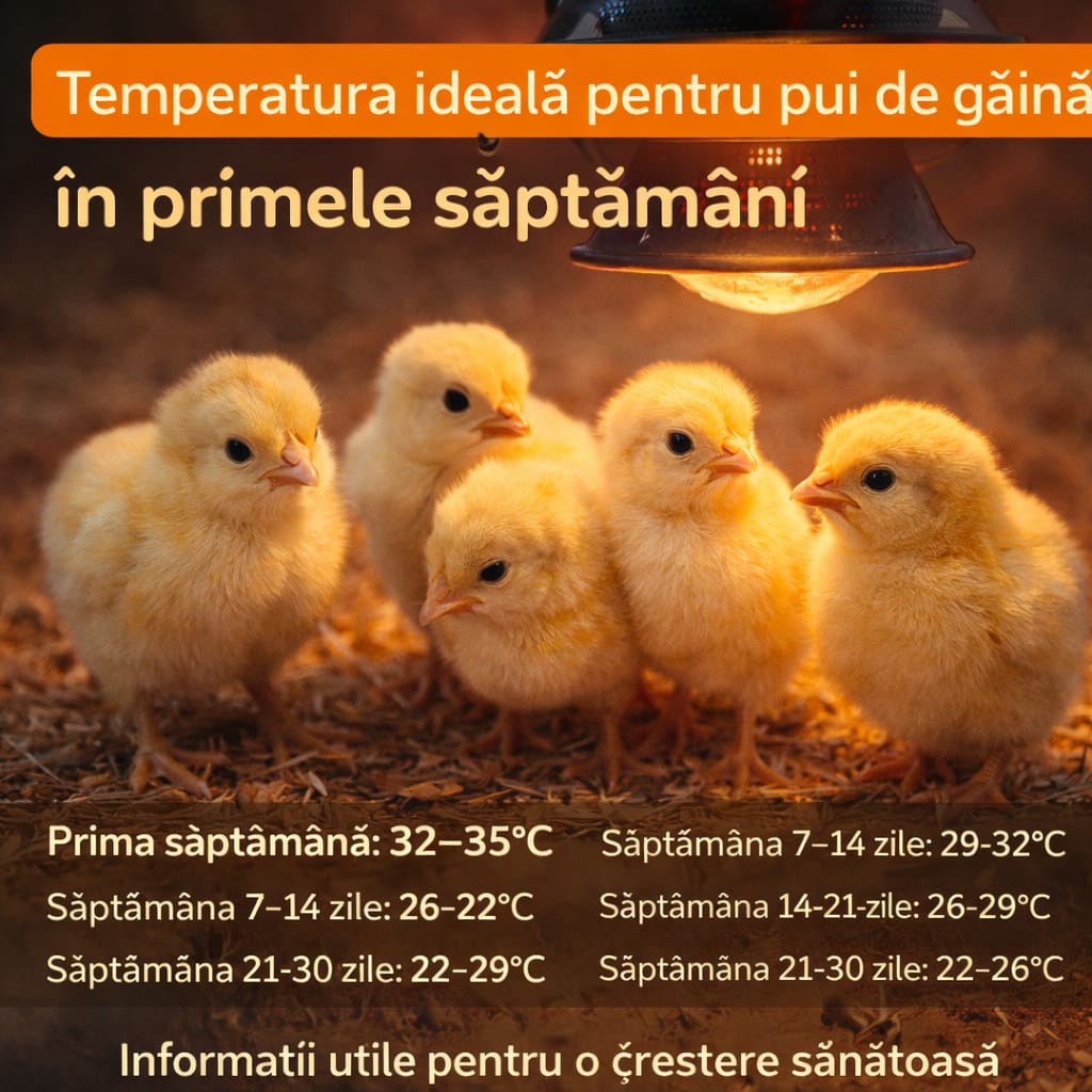 Temperatura ideală pentru pui de găină în primele săptămâni