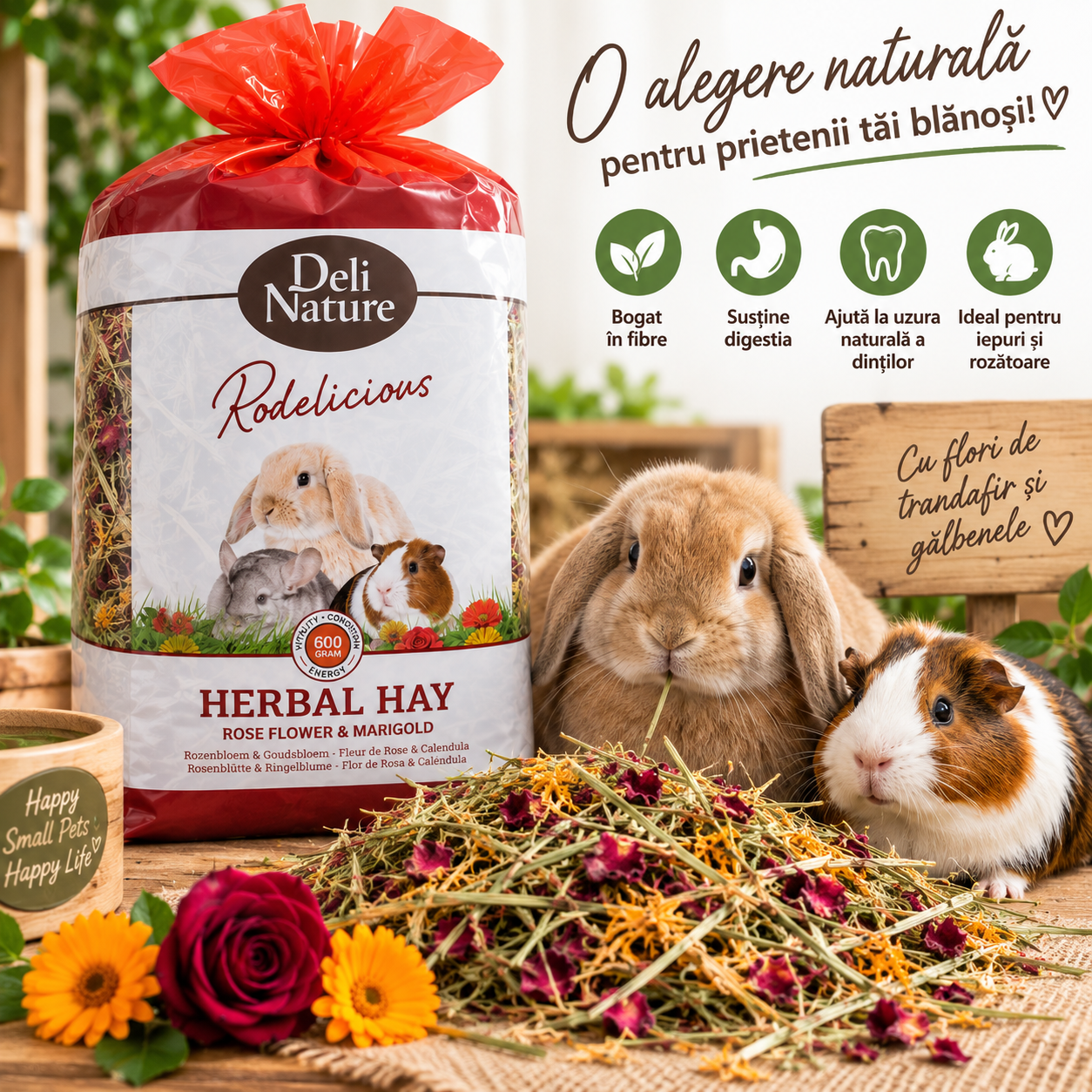 Fân cu flori de trandafir și gălbenele – Deli Nature [3]