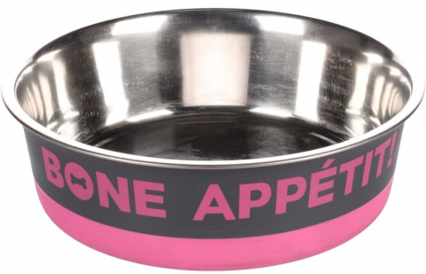 Bol hrana si apa Bone Appetit rotund gri & fuchsia & argintiu 1700 ml [2]