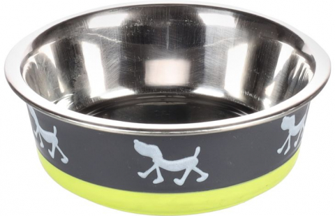Castroane / Hranitoare / Adapatori - Bol hrana si apa Silhouette gri & lime 1700 ml