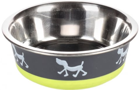 Castroane / Hranitoare / Adapatori - Bol hrana si apa Silhouette gri & lime 400 ml