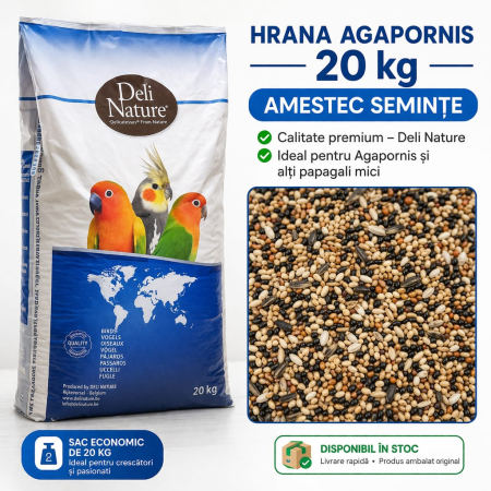 Hrana pentru Papagali mari - Hrana Agapornis Deli Nature 20 kg – Amestec semințe papagali amorezi premium