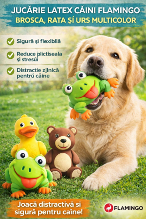 Jucarie latex caini Brosca Rata Urs Flamingo multicolor