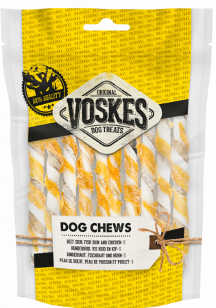 Câini - Vosked Beef Skin, Fish Skin & Chicken S 10 buc