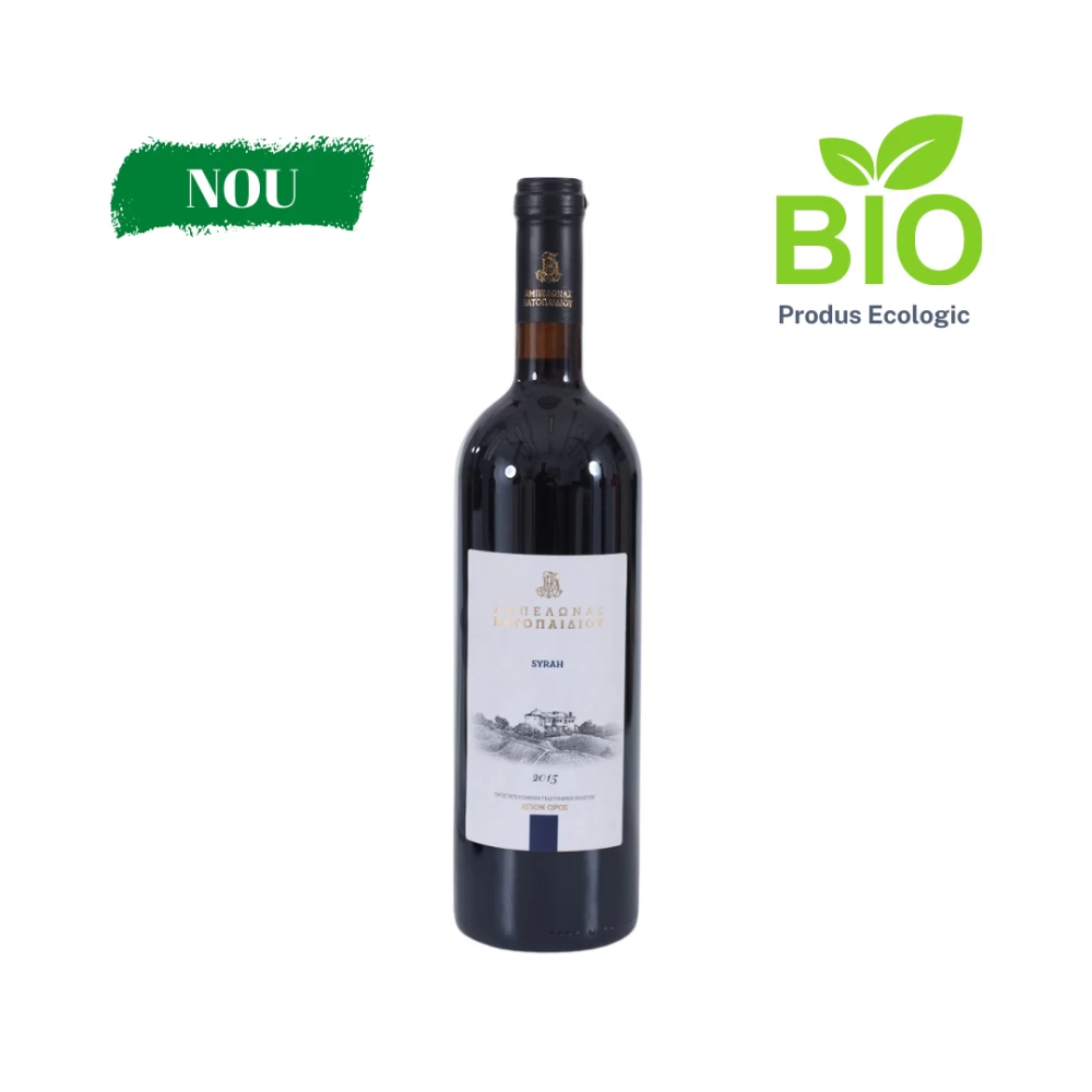 MANASTIREA ATHOS - Vin Rosu (Syrah 2015) 750Ml, 14% Vol. (Bio-Grecia, Gr-Bio-03)