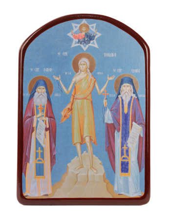 Icoane cu Sfinți - Icoană Sf. Paisie de la Sihla, Sf. Teodora de la Sihla și Sf. Cleopa de la Sihăstria