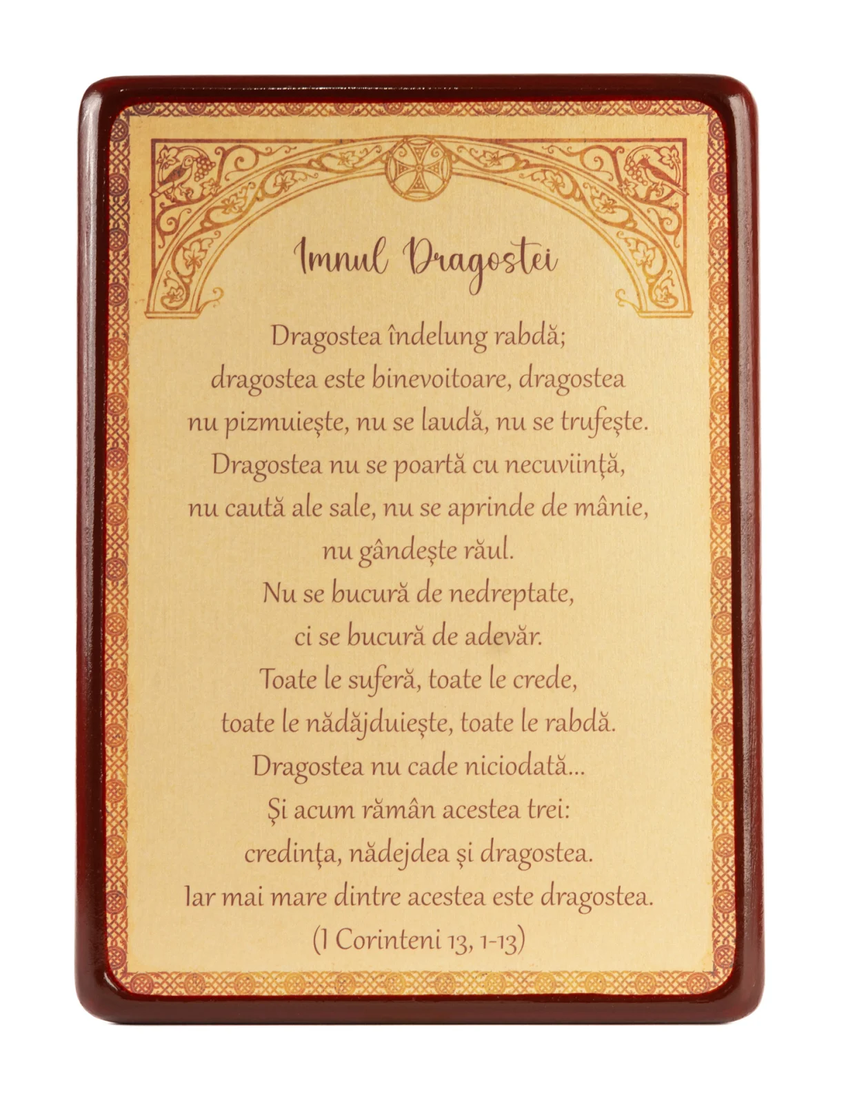 Alte icoane ortodoxe - Tablou text ,,Imnul dragostei''