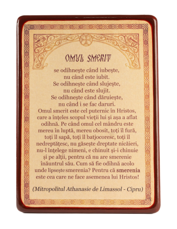 Alte icoane ortodoxe - Tablou text ,,Omul smerit''