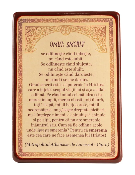 Alte icoane ortodoxe - Tablou text ,,Omul smerit''