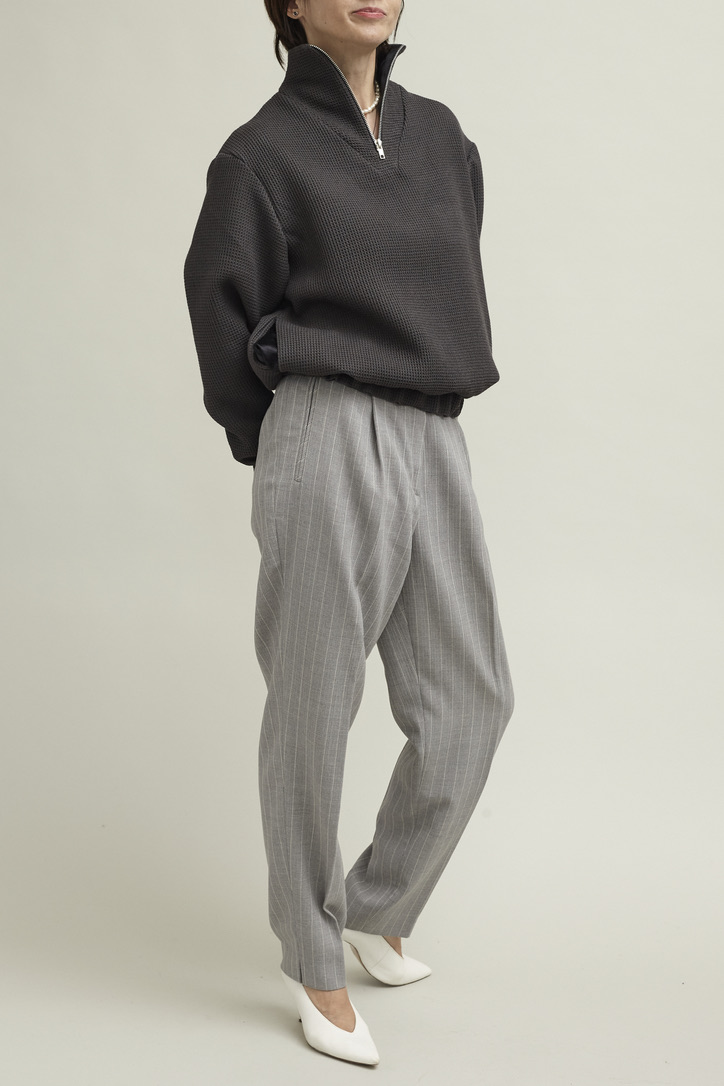 pantaloni stofa lana gri dama