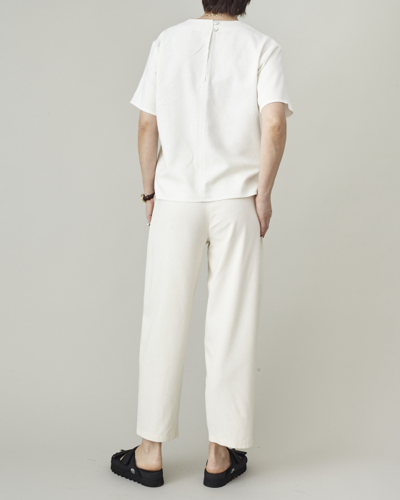 Pantaloni de vară bufanți, conici, cu pliuri și talie înaltă, din țesătură de in [5]