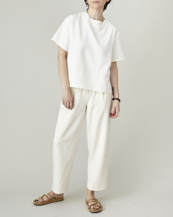 Pantaloni de vară bufanți, conici, cu pliuri și talie înaltă, din țesătură de in [2]