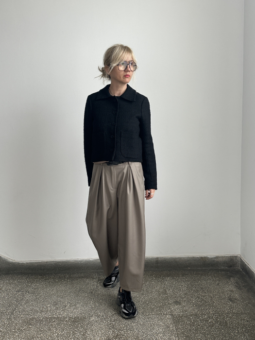 Pantaloni damă bufanti, stofa de lana 100% [3]