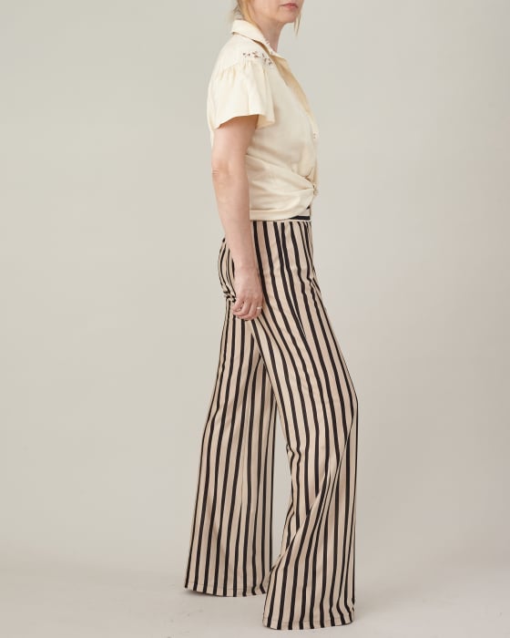 Pantaloni slim evazati din jerse de matase naturala [3]