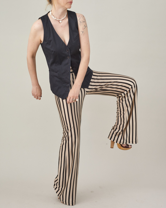 Pantaloni slim evazati din jerse de matase naturala [5]