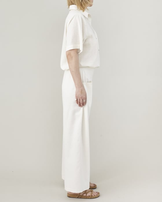 Pantaloni de vară bufanți, conici, cu pliuri și talie înaltă, din țesătură de in [6]