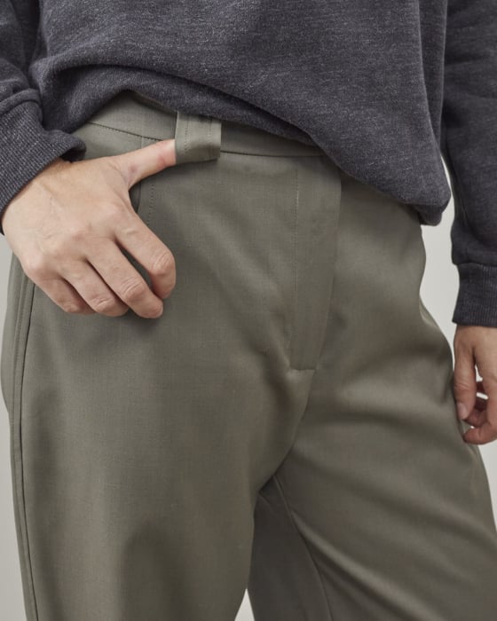 Pantaloni de damă drepți, lejeri, din stofă de lână kaki [3]