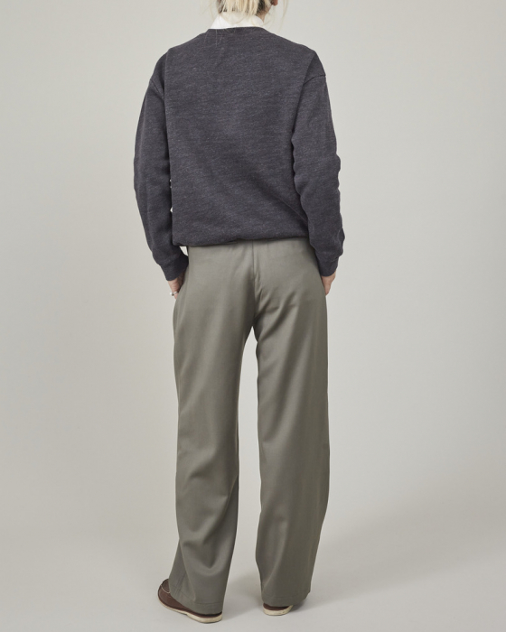 Pantaloni de damă drepți, lejeri, din stofă de lână kaki [8]