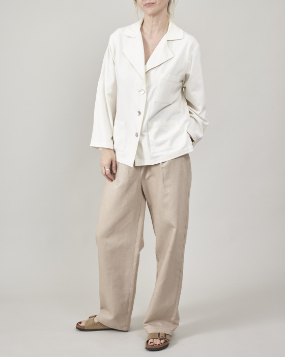 Pantaloni de vară bufanți, conici, cu pliuri și talie înaltă, din țesătură de in [8]