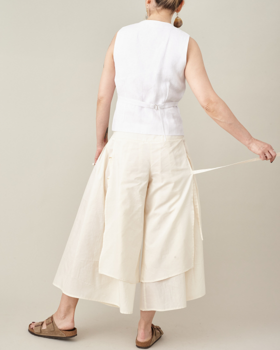 Fusta pantaloni model cropped wide leg [6]