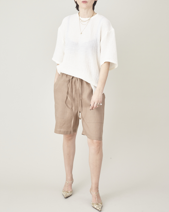 Pantaloni scurti dama din tesatura de in model relaxat pentru vacanta [1]