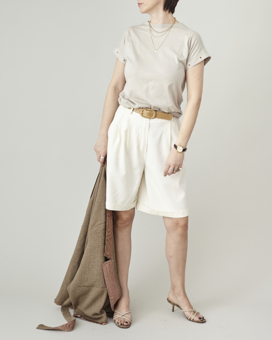 Pantaloni de damă scurți din mătase naturală [2]