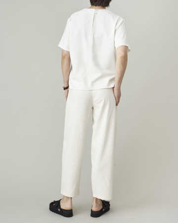 Pantaloni de vară bufanți, conici, cu pliuri și talie înaltă, din țesătură de in [4]