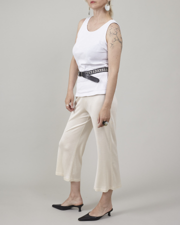 Pantaloni capri evazati din jerse de matase naturala [6]