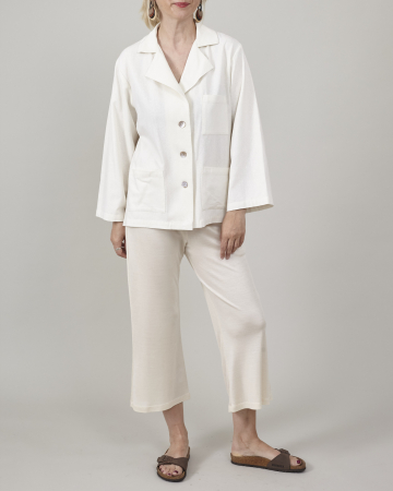 Pantaloni capri evazati din jerse de matase naturala [7]