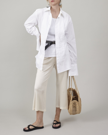 Pantaloni de Vară - Pantaloni capri evazati din jerse de matase naturala