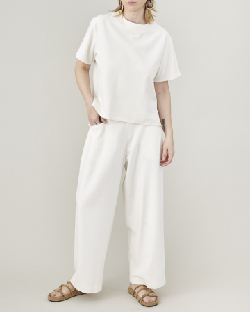 Pantaloni de vară bufanți, conici, cu pliuri și talie înaltă, din țesătură de in [1]